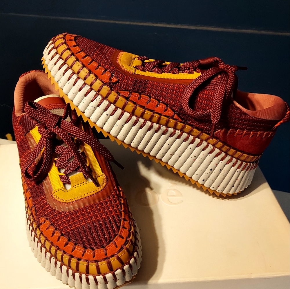 NIB Chloe Nama Rusted Red Sneakers